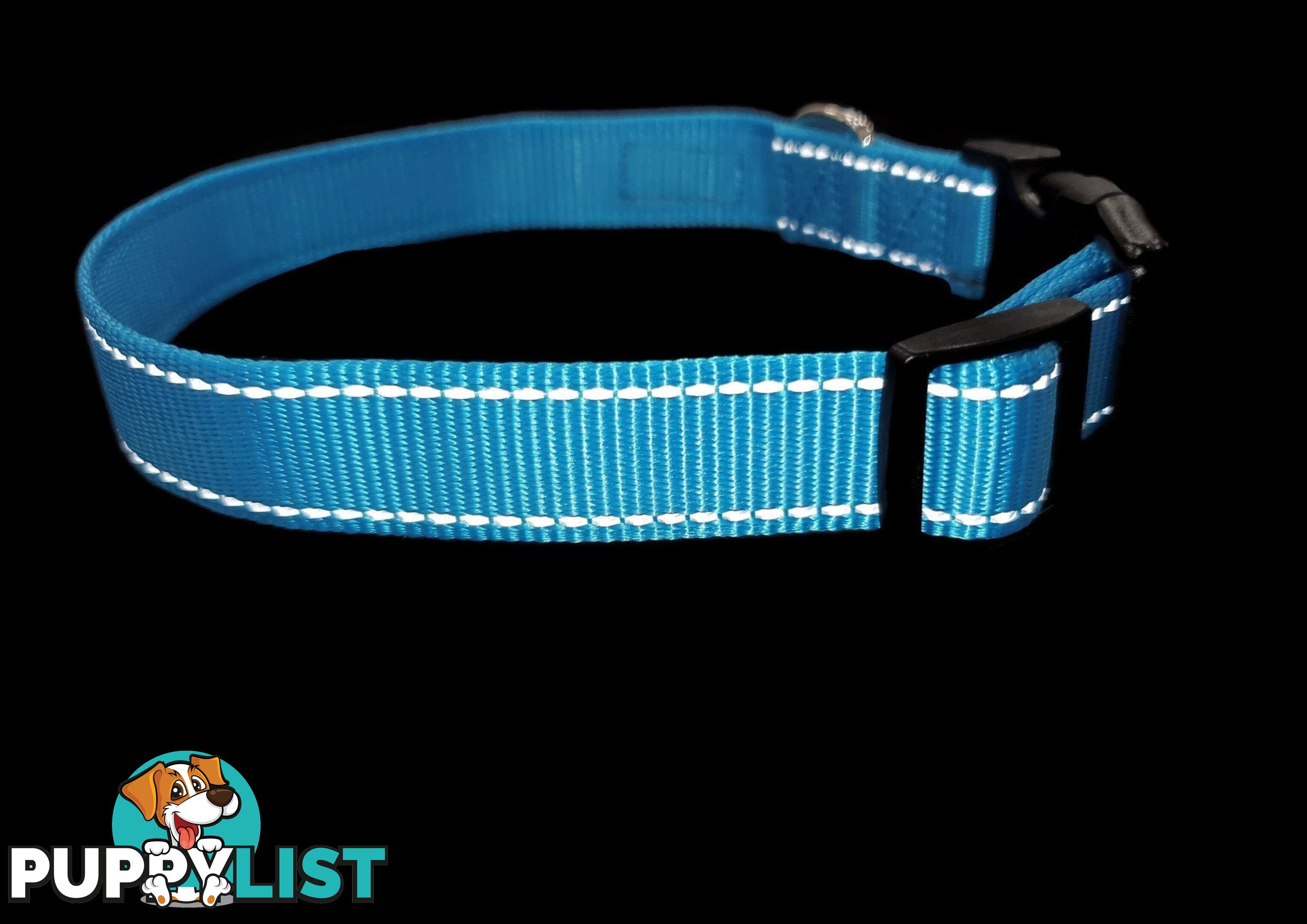 Nylon w/Reflective Stitching Dog Collar - Moondidley Pets - MDPCOLREFLPUR
