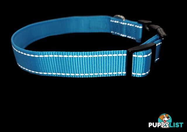 Nylon w/Reflective Stitching Dog Collar - Moondidley Pets - MDPCOLREFLPUR