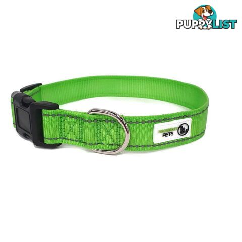 Nylon w/Reflective Stitching Dog Collar - Moondidley Pets - MDPCOLREFLPUR