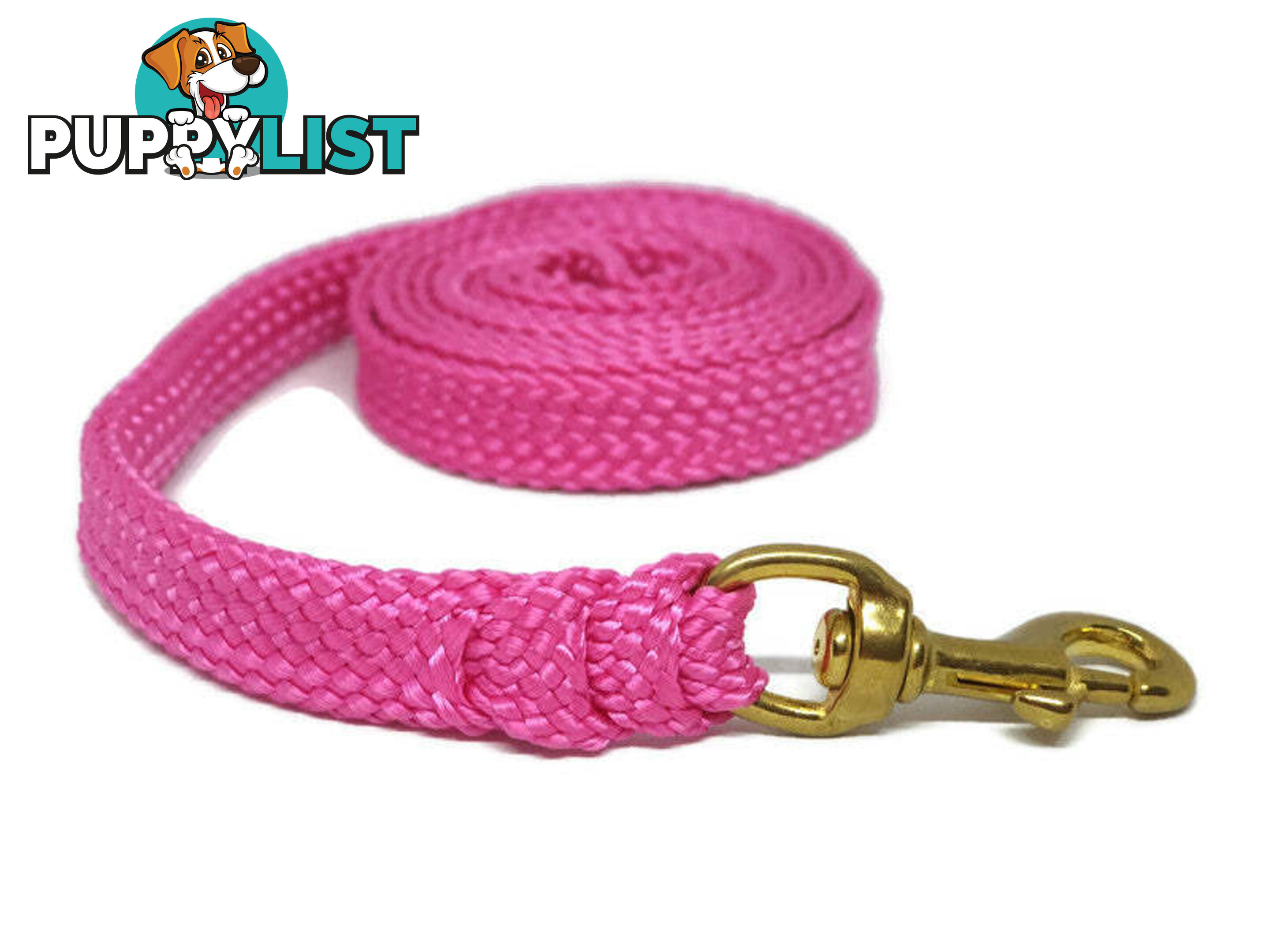 1.8m to 10m Long Dog Lead No Stitching Tough Yarnix 20mm Wide - YNXLD2010BRPNK
