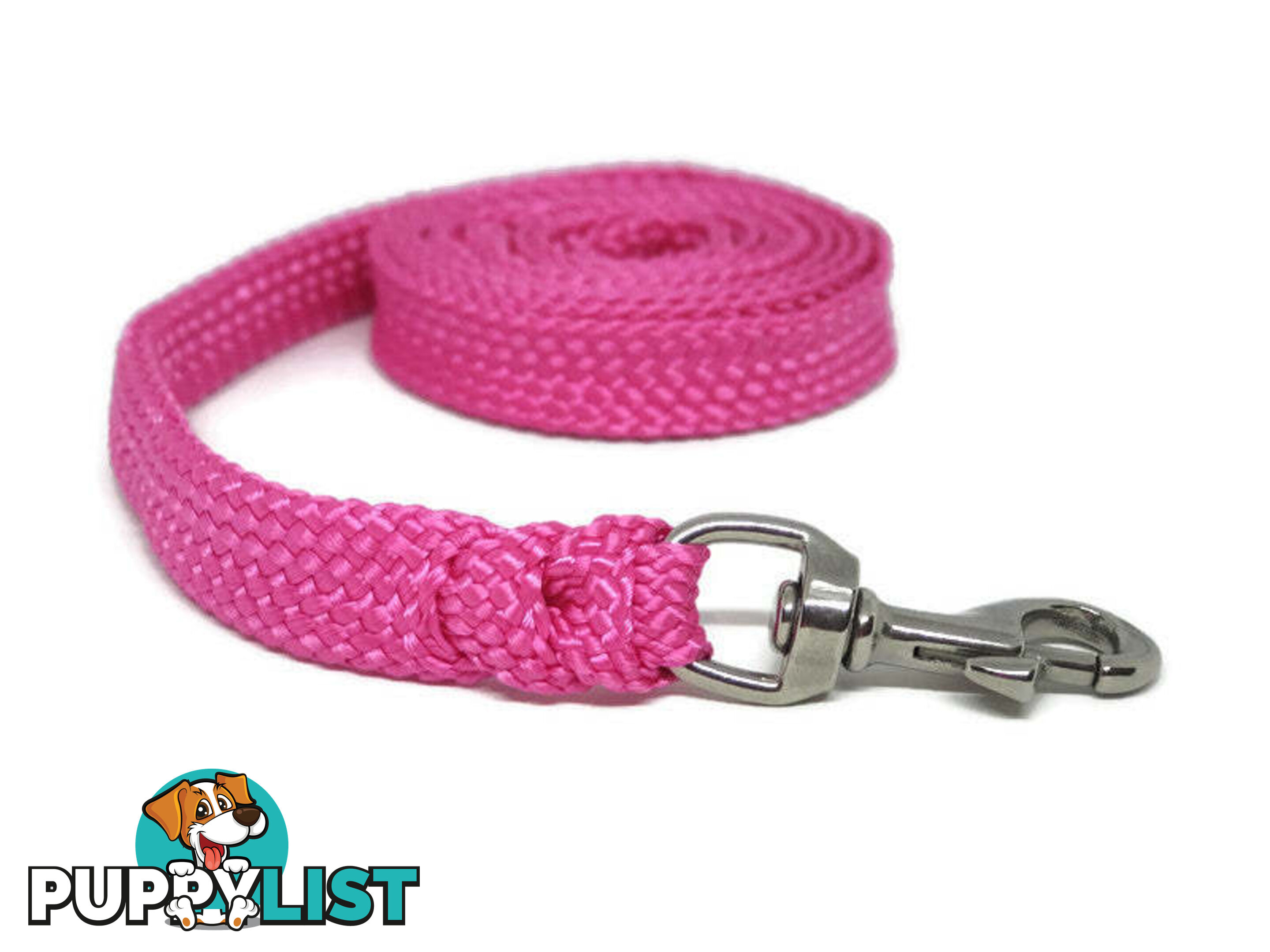 1.8m to 10m Long Dog Lead No Stitching Tough Yarnix 20mm Wide - YNXLD2010BRPNK