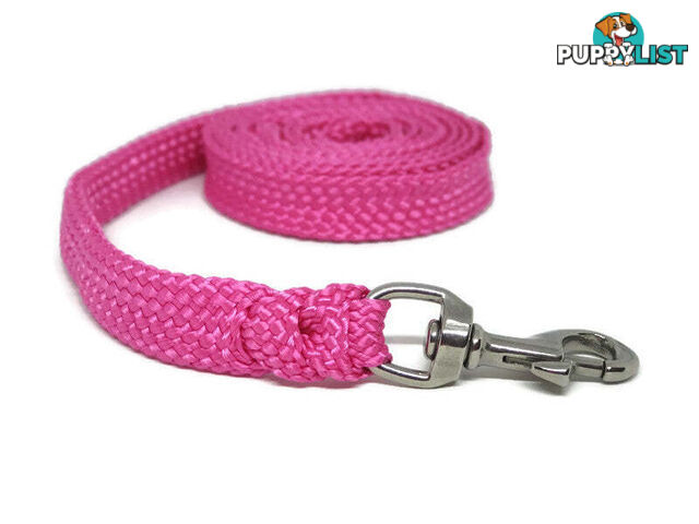 1.8m to 10m Long Dog Lead No Stitching Tough Yarnix 20mm Wide - YNXLD2010BRPNK