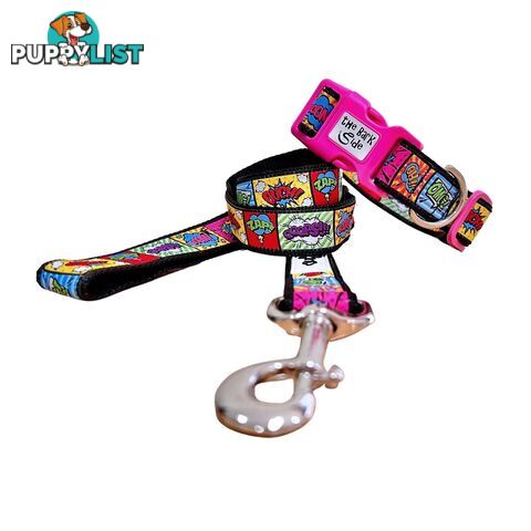 Comic Mania Dog Collar / XS - L - Hand Made by The Bark Side - TBSCOMSMLPUR