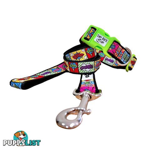 Comic Mania Dog Collar / XS - L - Hand Made by The Bark Side - TBSCOMSMLPUR