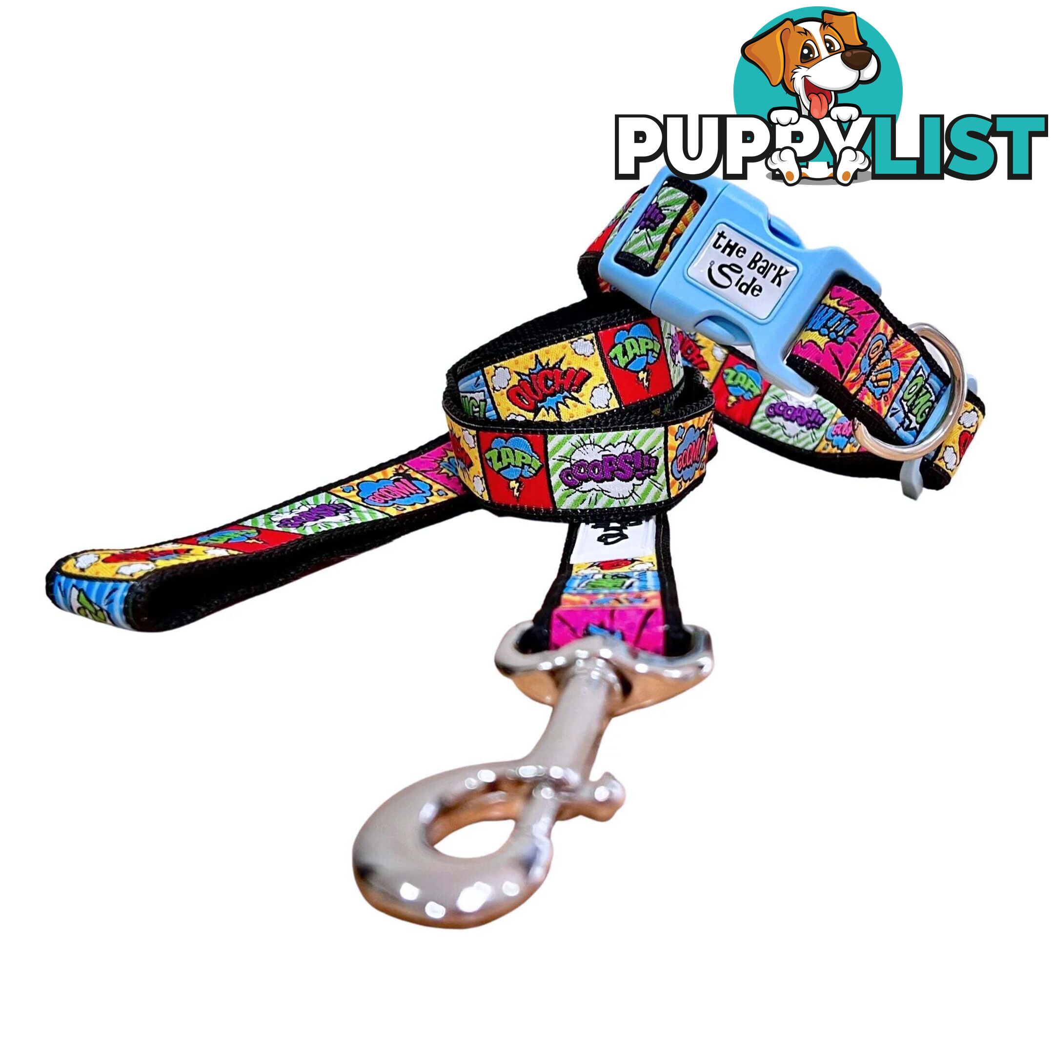 Comic Mania Dog Collar / XS - L - Hand Made by The Bark Side - TBSCOMSMLPUR