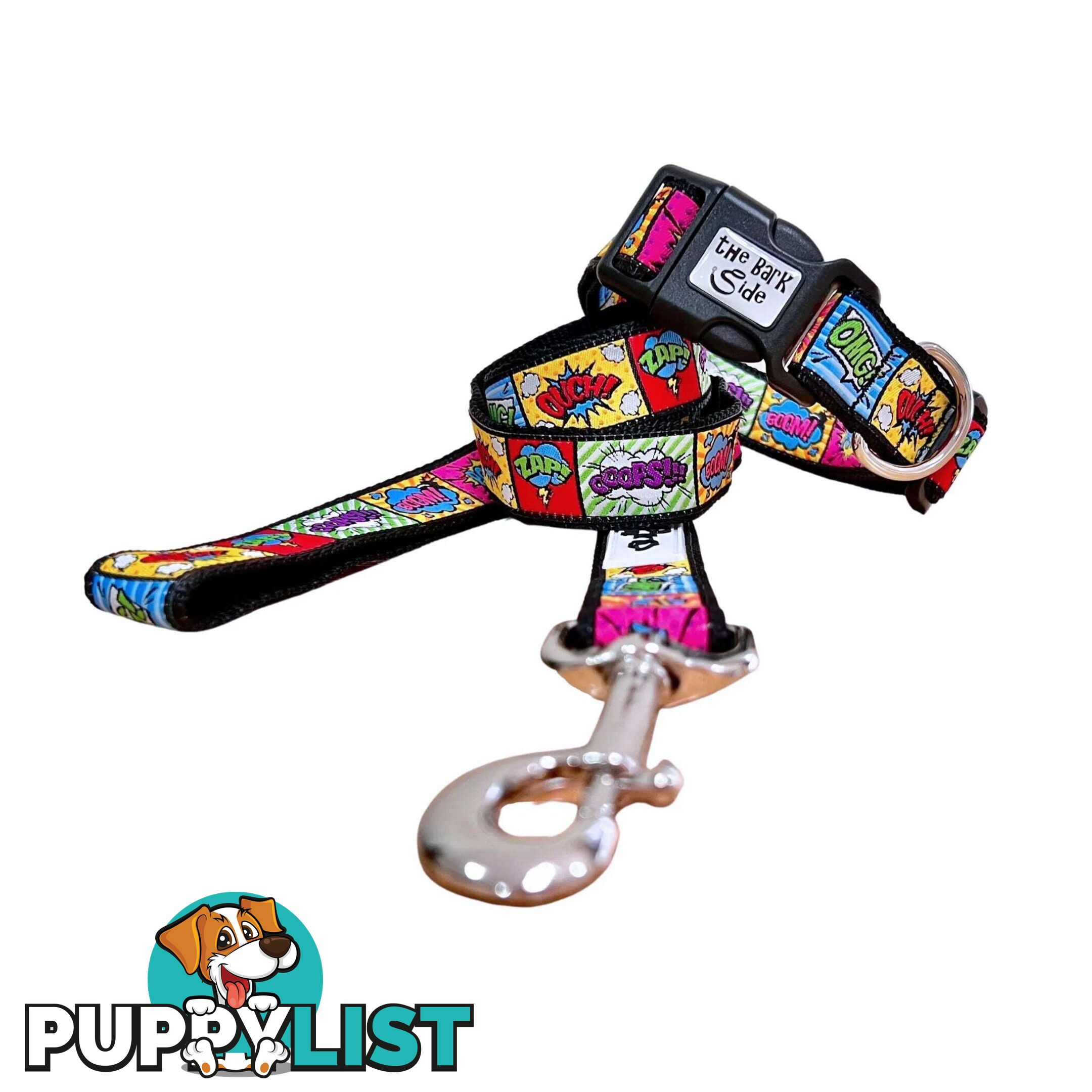 Comic Mania Dog Collar / XS - L - Hand Made by The Bark Side - TBSCOMSMLPUR