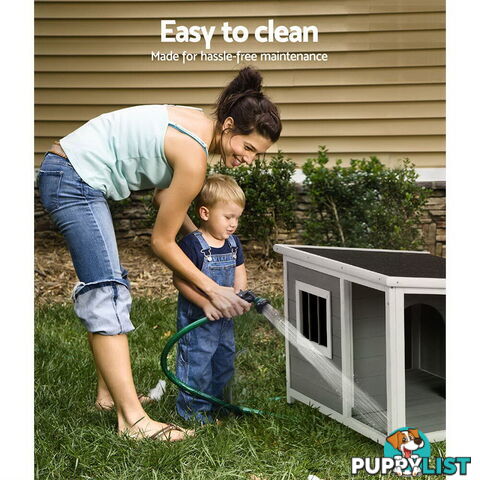 i.Pet Dog Kennel House Large Wooden Outdoor Pet Kennels Indoor Puppy Cabin Log - PET-GT-DH7S-GR