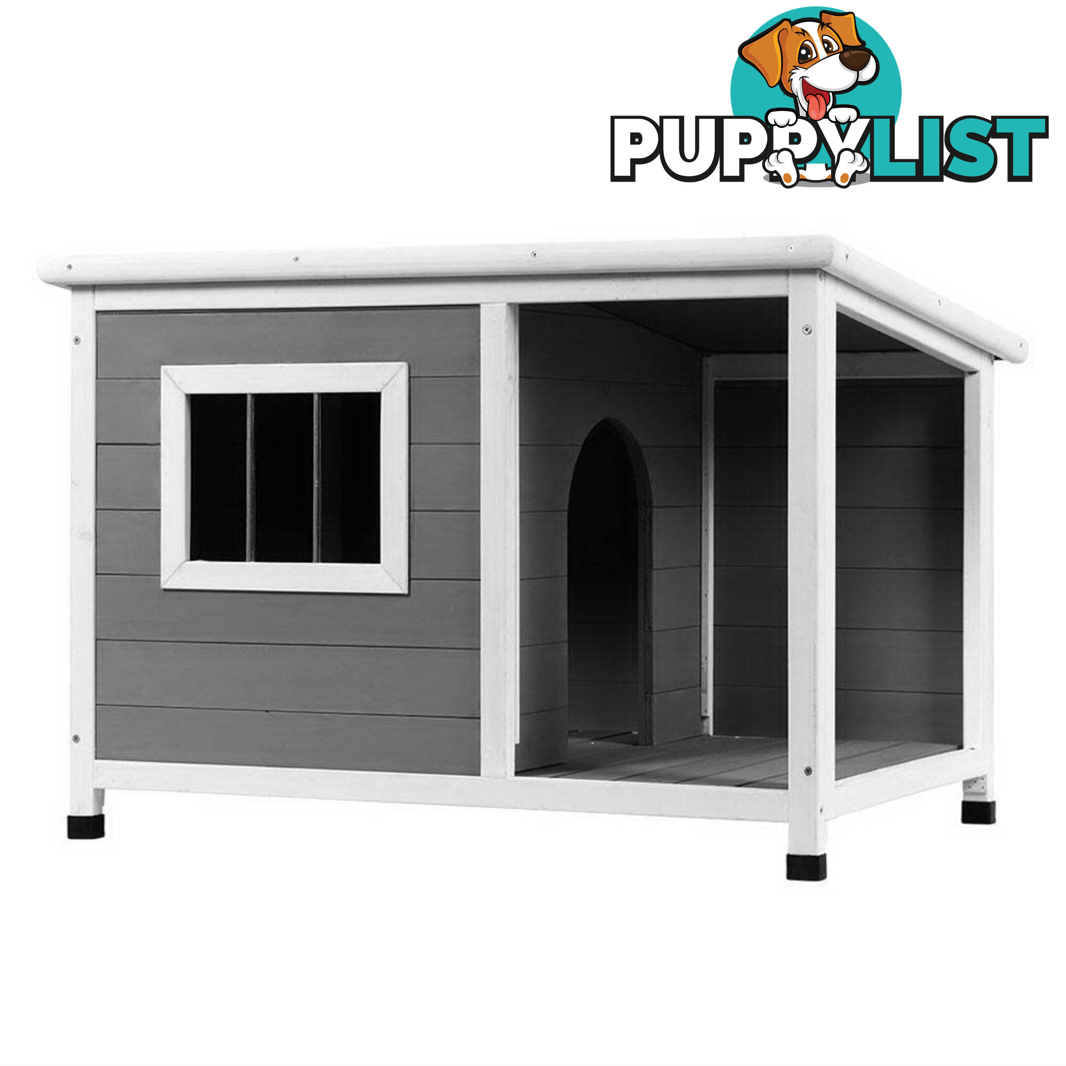 i.Pet Dog Kennel House Large Wooden Outdoor Pet Kennels Indoor Puppy Cabin Log - PET-GT-DH7S-GR