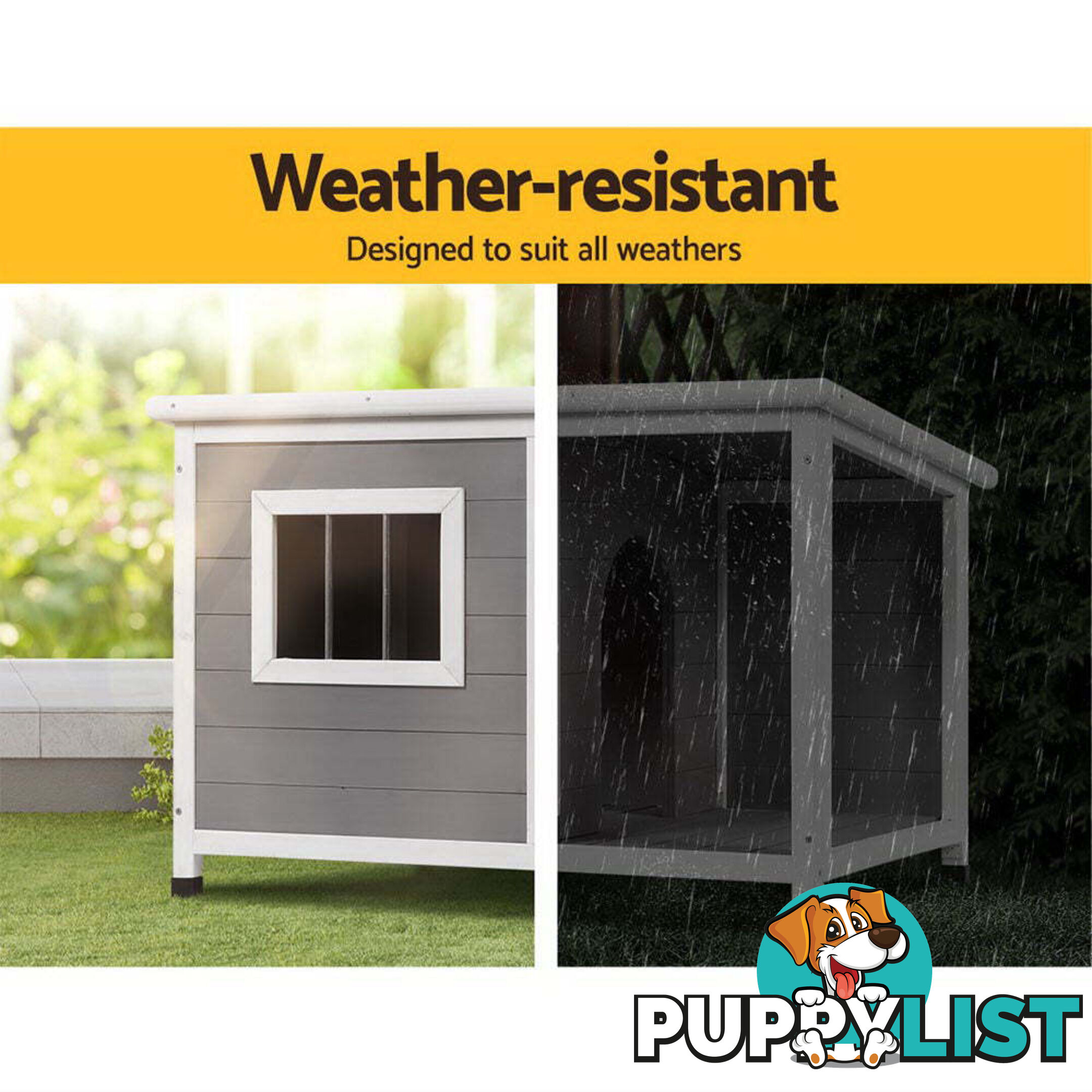 i.Pet Dog Kennel House Large Wooden Outdoor Pet Kennels Indoor Puppy Cabin Log - PET-GT-DH7S-GR