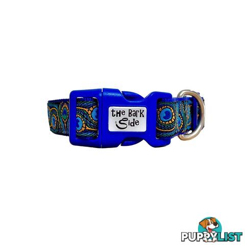 Peacock Feather Dog Collar - Hand Made by The Bark Side - TBSPEASMLTEA