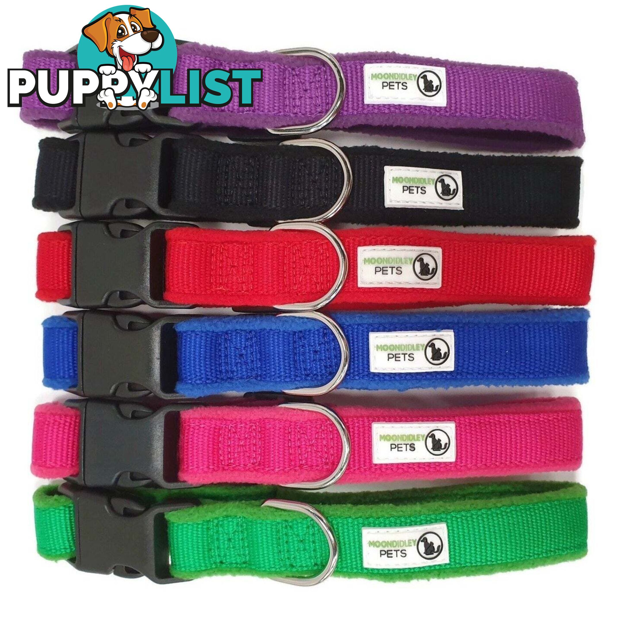 100% Pure Bamboo Fibre w/Fleece Lining Dog Collar Plastic Buckle - Moondidley Pets - MDPCOLFLEMPNK