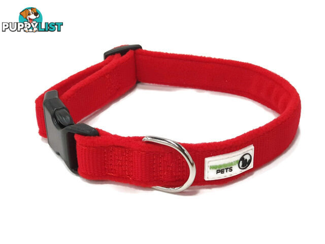 100% Pure Bamboo Fibre w/Fleece Lining Dog Collar Plastic Buckle - Moondidley Pets - MDPCOLFLEMPNK