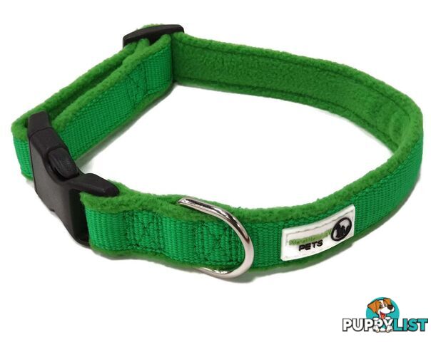 100% Pure Bamboo Fibre w/Fleece Lining Dog Collar Plastic Buckle - Moondidley Pets - MDPCOLFLEMPNK