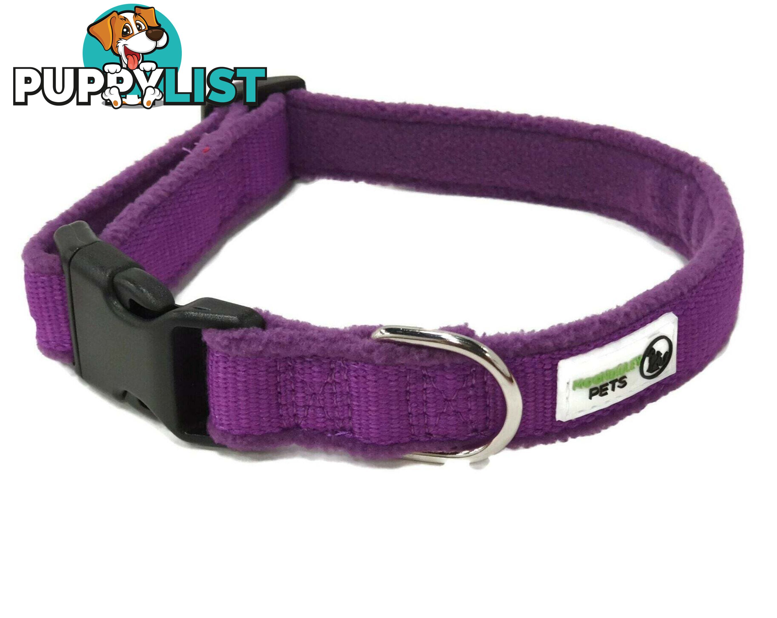 100% Pure Bamboo Fibre w/Fleece Lining Dog Collar Plastic Buckle - Moondidley Pets - MDPCOLFLEMPNK