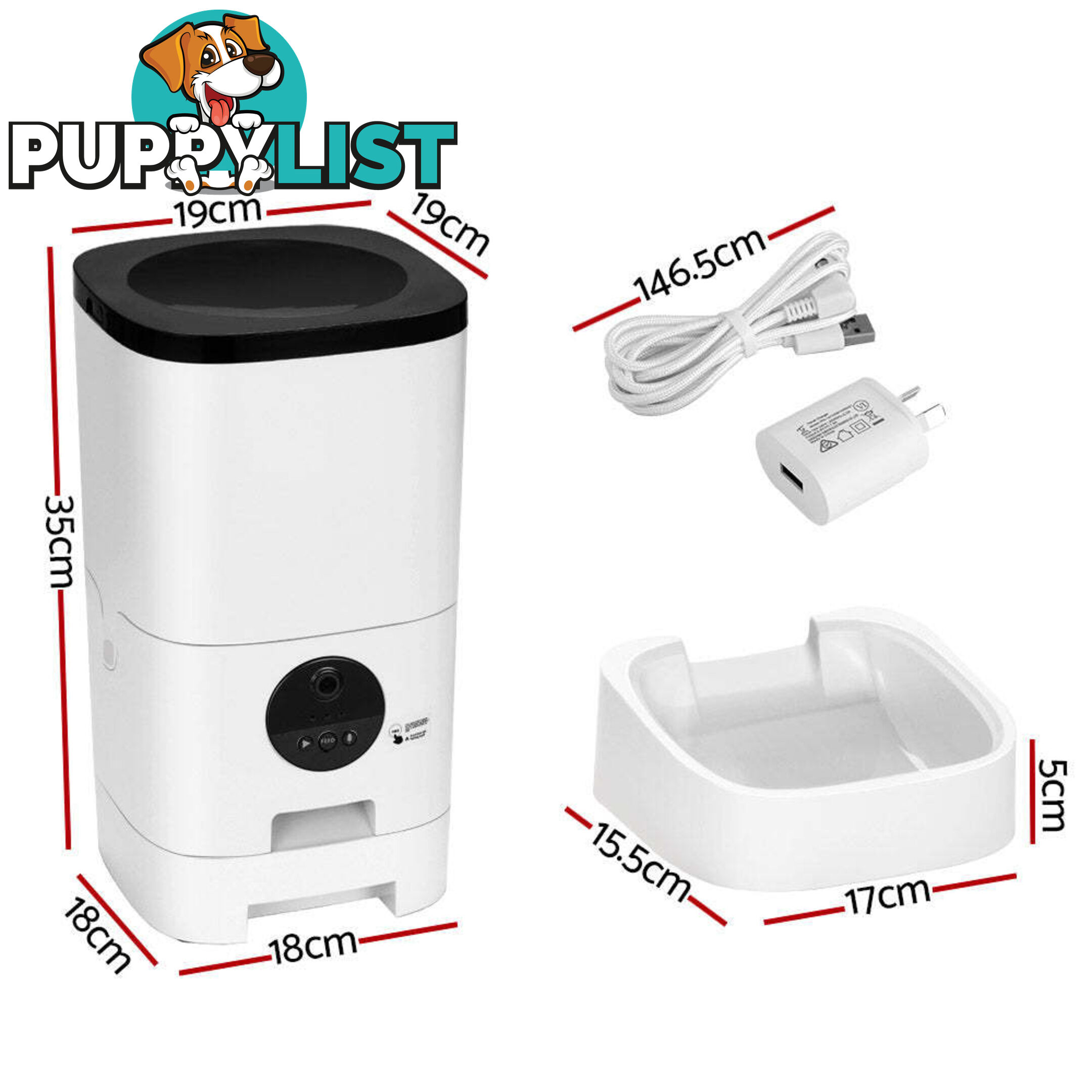 i.Pet Automatic Pet Feeder 6L Wifi Camera Dog Cat Smart Food Dispenser Timer - PET-FEEDER-6L-VIDEO-WH