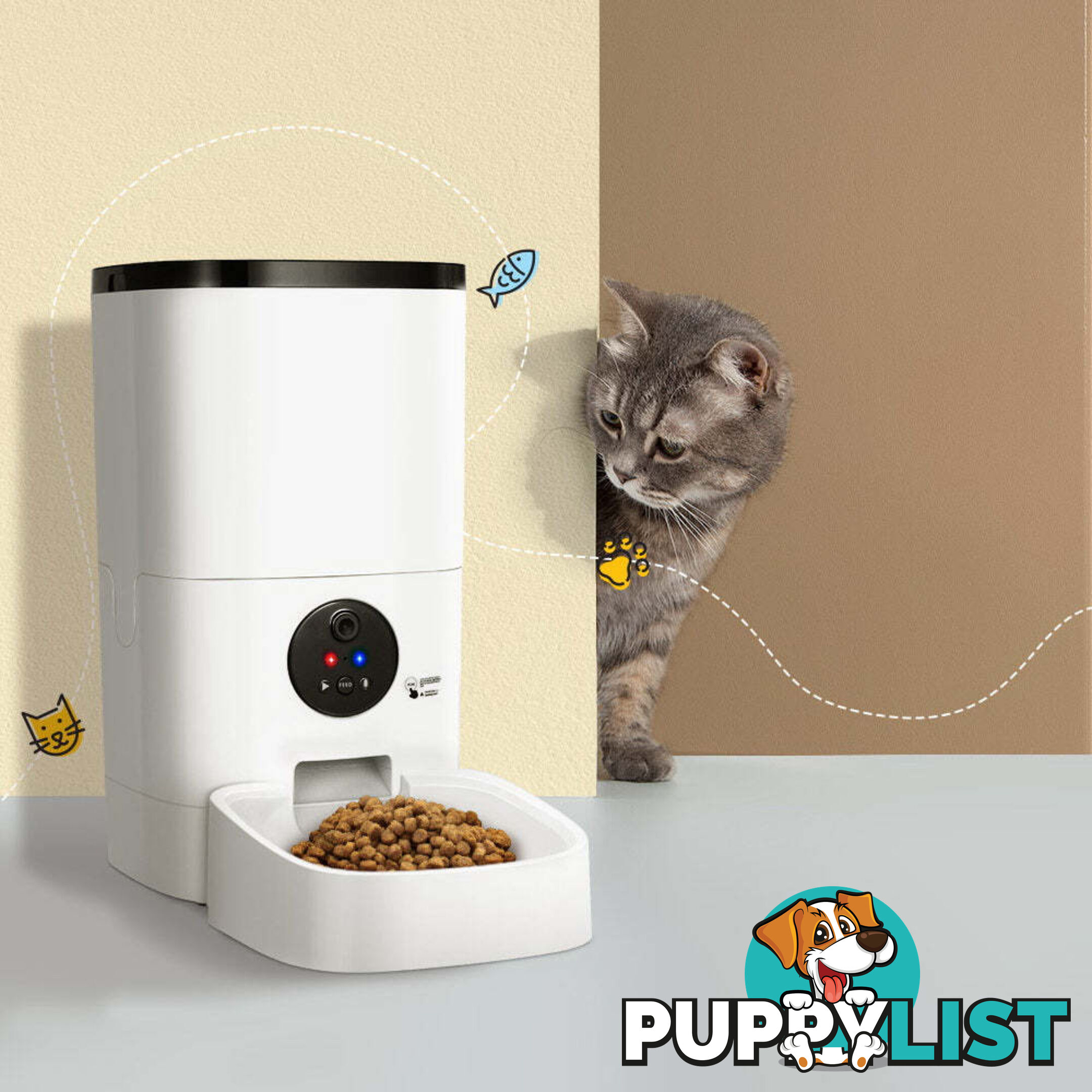 i.Pet Automatic Pet Feeder 6L Wifi Camera Dog Cat Smart Food Dispenser Timer - PET-FEEDER-6L-VIDEO-WH