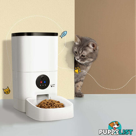i.Pet Automatic Pet Feeder 6L Wifi Camera Dog Cat Smart Food Dispenser Timer - PET-FEEDER-6L-VIDEO-WH