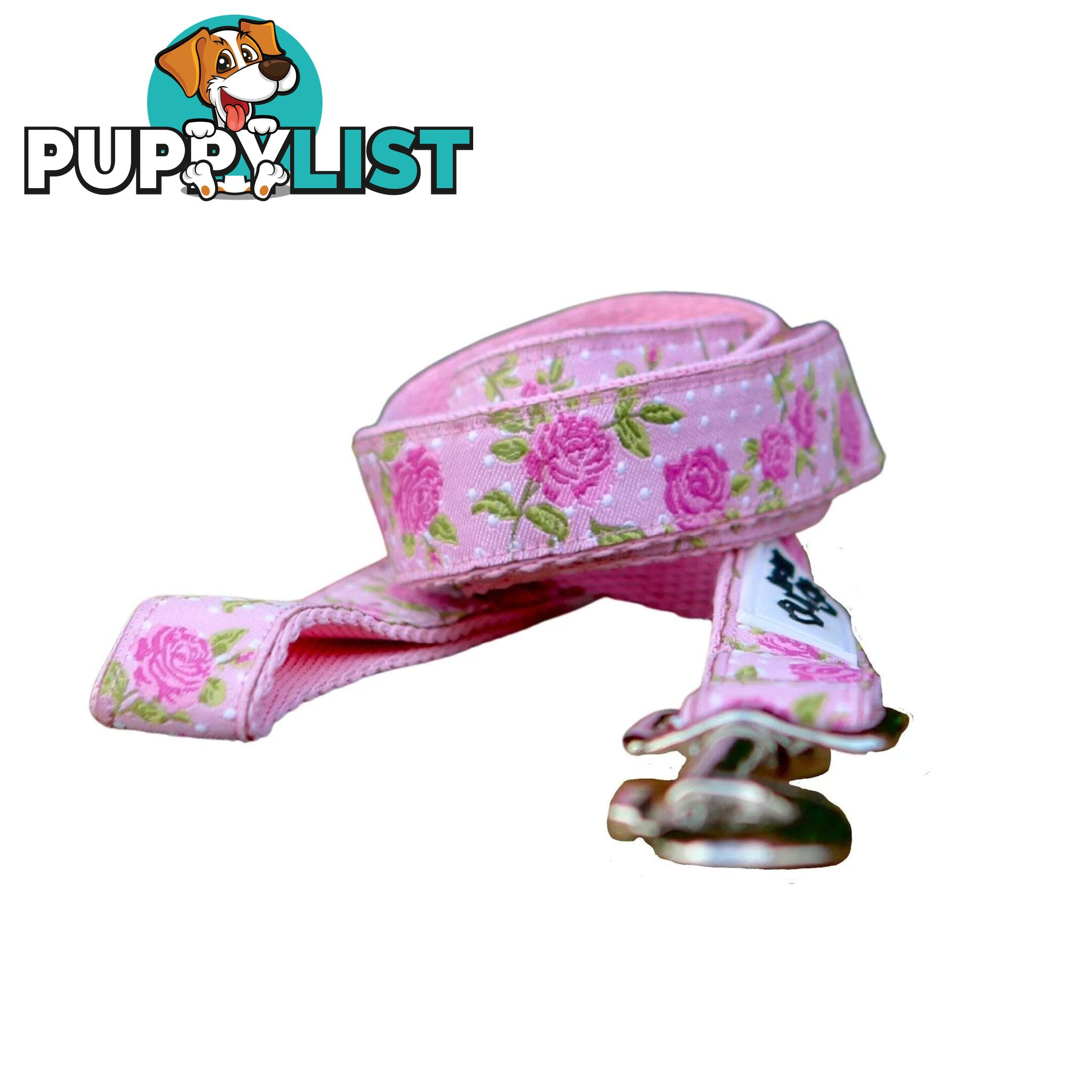Rose Dog Lead / Dog Leash - Hand Made by The Bark Side - TBSLDROSPNK251.5