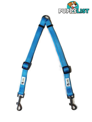 2 Dog Double Lead Coupler, Nylon w/Reflective Stitching - Moondidley Pets - MDPLDCOUSPUR