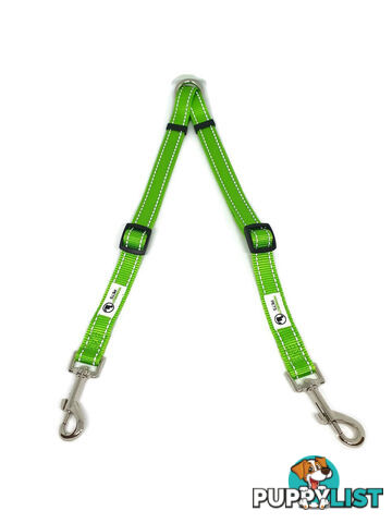 2 Dog Double Lead Coupler, Nylon w/Reflective Stitching - Moondidley Pets - MDPLDCOUSPUR
