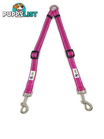 2 Dog Double Lead Coupler, Nylon w/Reflective Stitching - Moondidley Pets - MDPLDCOUSPUR