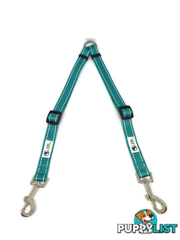 2 Dog Double Lead Coupler, Nylon w/Reflective Stitching - Moondidley Pets - MDPLDCOUSPUR