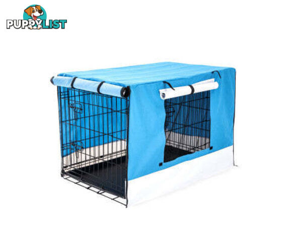 Paw Mate Wire Dog Cage Foldable Crate Kennel with Tray + Cover Combo - V274-PET-WCCV36-BU