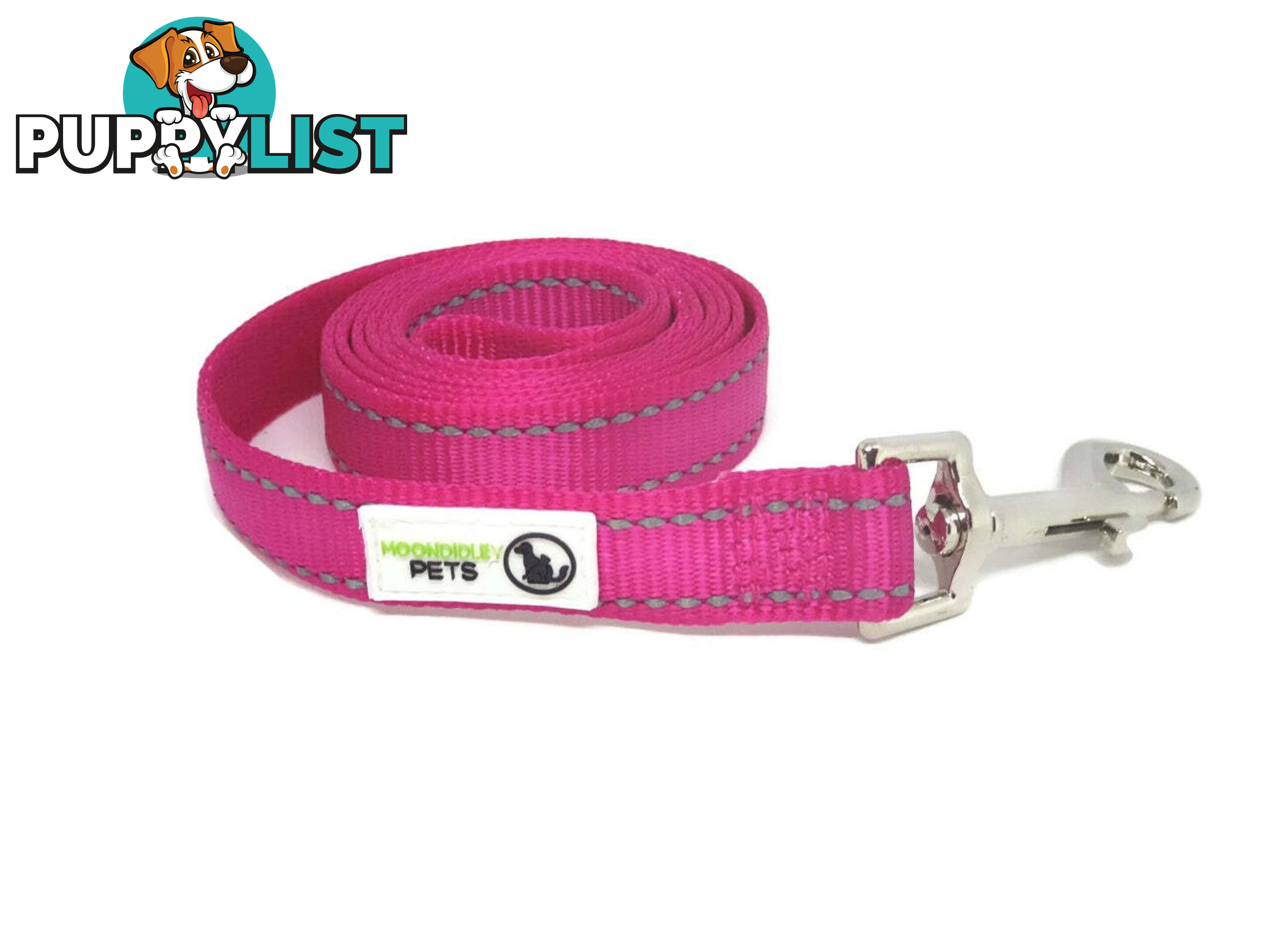 5m Long Nylon w/Reflective Stitching Dog Lead - Moondidley Pets - MDPLDREFBLK205