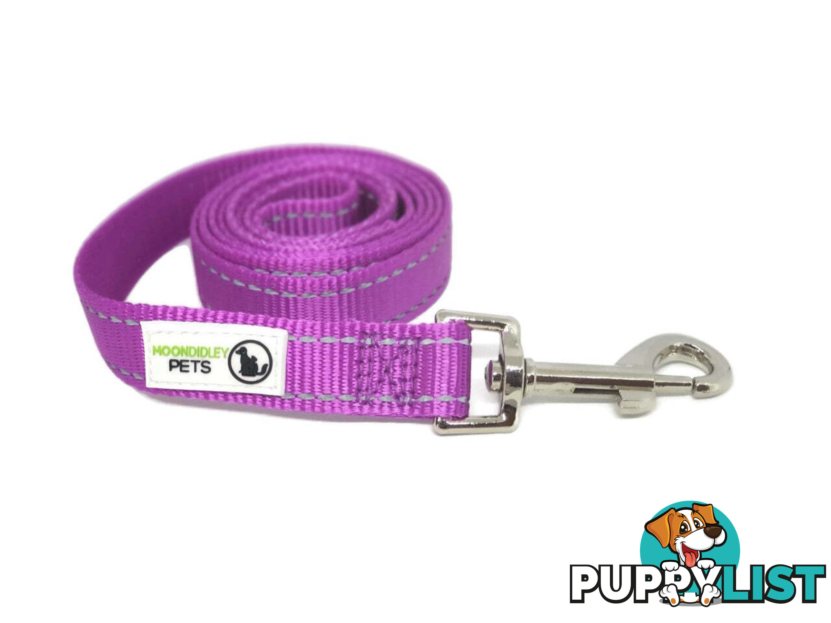 5m Long Nylon w/Reflective Stitching Dog Lead - Moondidley Pets - MDPLDREFBLK205