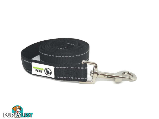 5m Long Nylon w/Reflective Stitching Dog Lead - Moondidley Pets - MDPLDREFBLK205