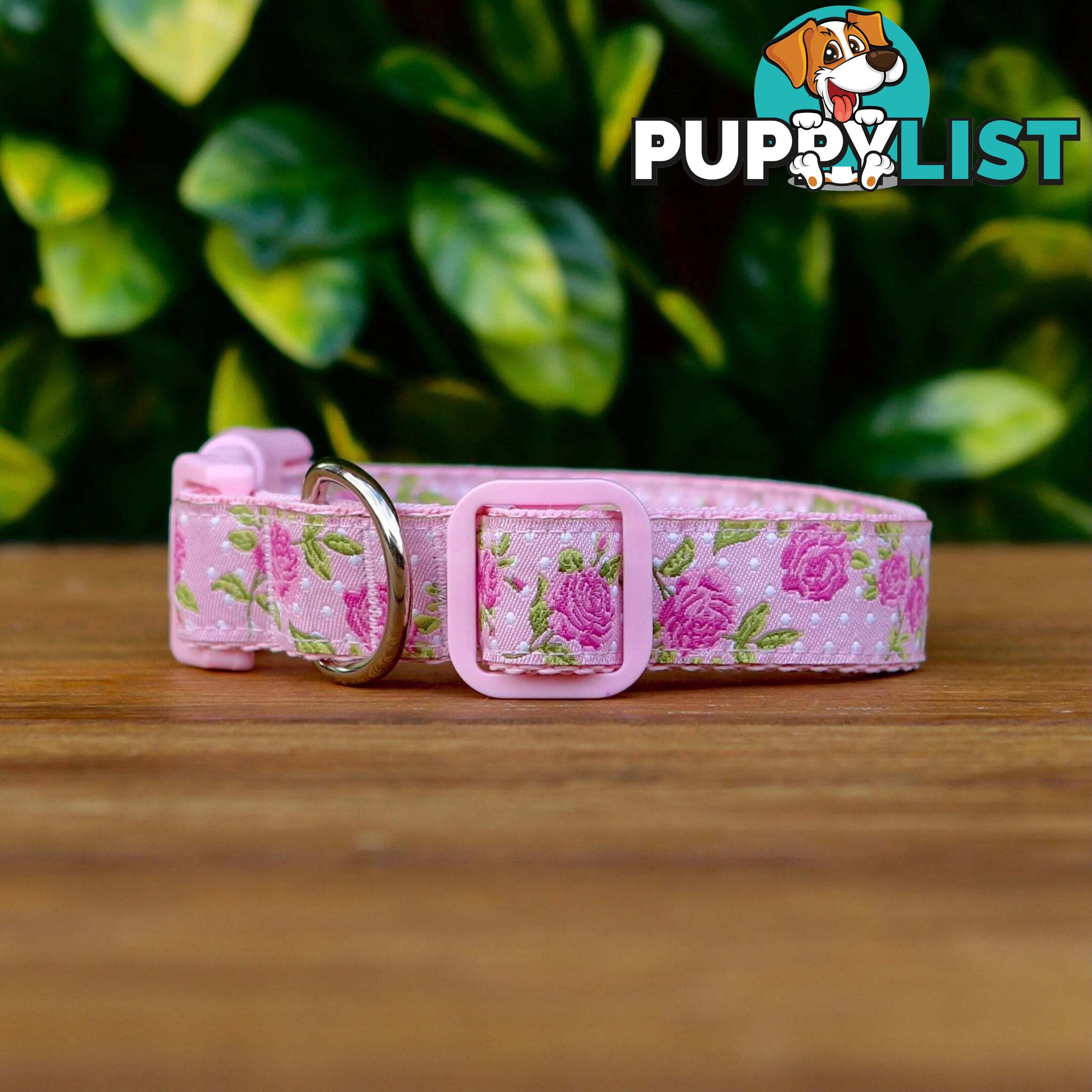 Rose Dog Collar / XS - L - Hand Made by The Bark Side - TBSROSSMLBLU