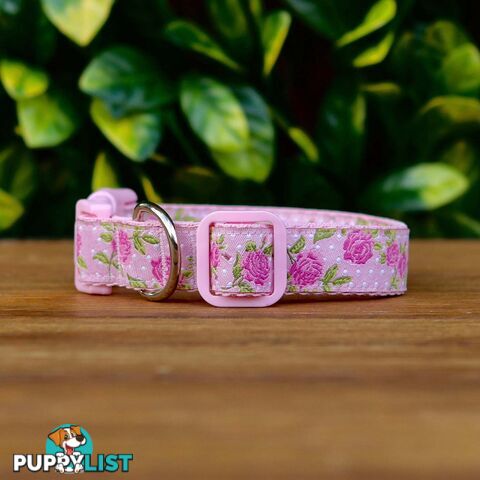 Rose Dog Collar / XS - L - Hand Made by The Bark Side - TBSROSSMLBLU