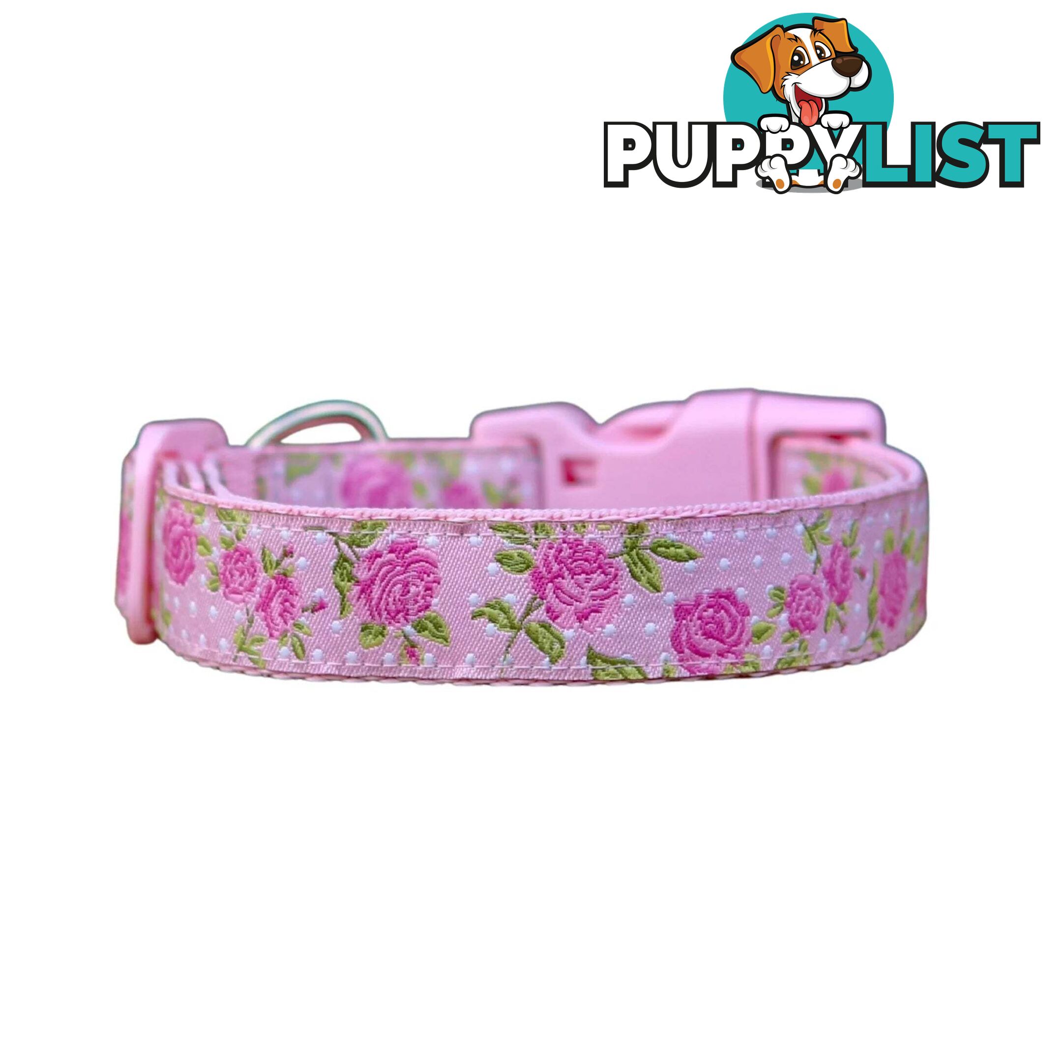Rose Dog Collar / XS - L - Hand Made by The Bark Side - TBSROSSMLBLU