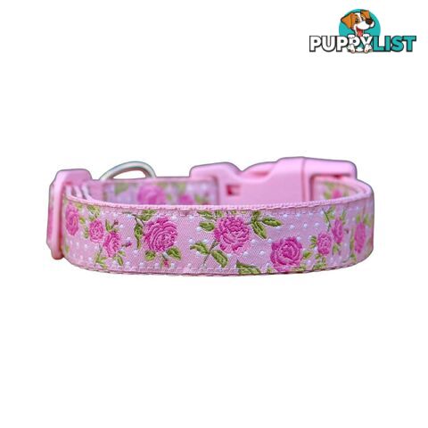 Rose Dog Collar / XS - L - Hand Made by The Bark Side - TBSROSSMLBLU