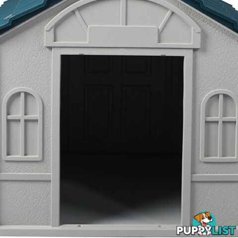 Dog Kennel Outdoor Indoor Pet Plastic Garden House Weatherproof Outside PaWz - WB-PT1081-L-BL