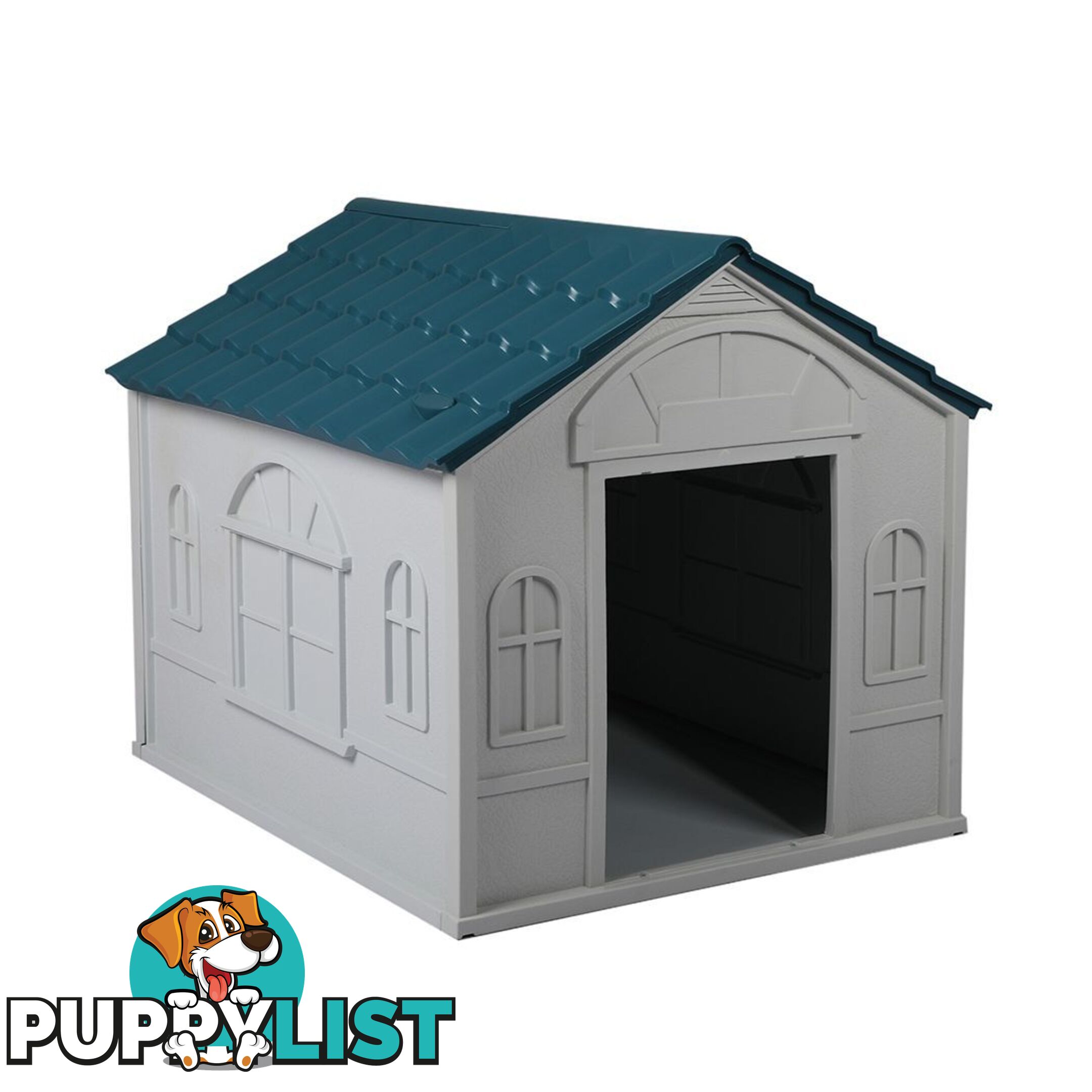 Dog Kennel Outdoor Indoor Pet Plastic Garden House Weatherproof Outside PaWz - WB-PT1081-L-BL