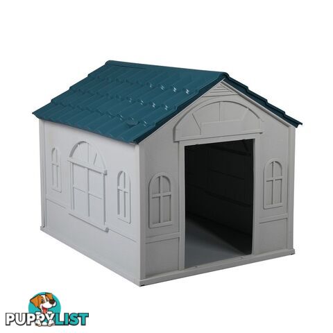 Dog Kennel Outdoor Indoor Pet Plastic Garden House Weatherproof Outside PaWz - WB-PT1081-L-BL