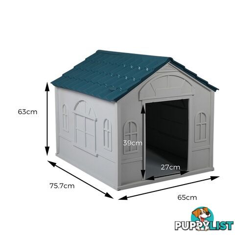 Dog Kennel Outdoor Indoor Pet Plastic Garden House Weatherproof Outside PaWz - WB-PT1081-L-BL