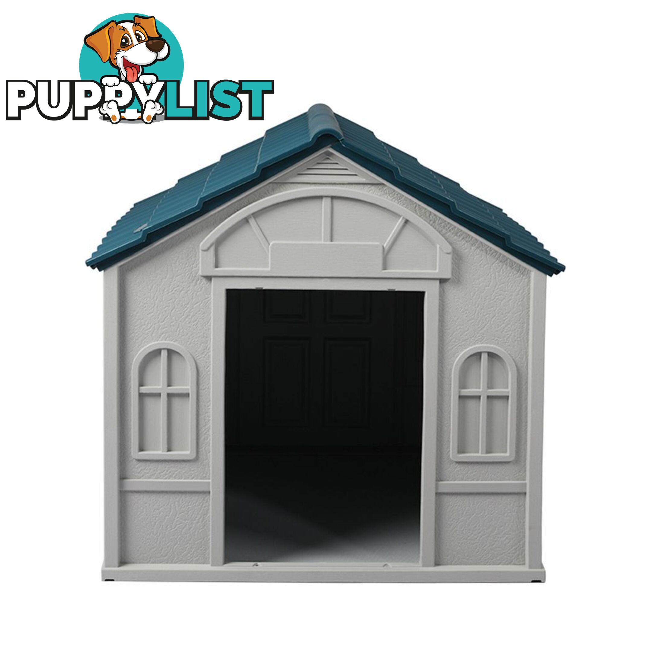 Dog Kennel Outdoor Indoor Pet Plastic Garden House Weatherproof Outside PaWz - WB-PT1081-L-BL