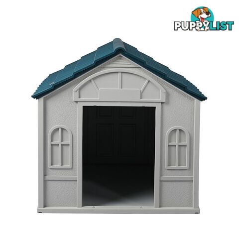 Dog Kennel Outdoor Indoor Pet Plastic Garden House Weatherproof Outside PaWz - WB-PT1081-L-BL