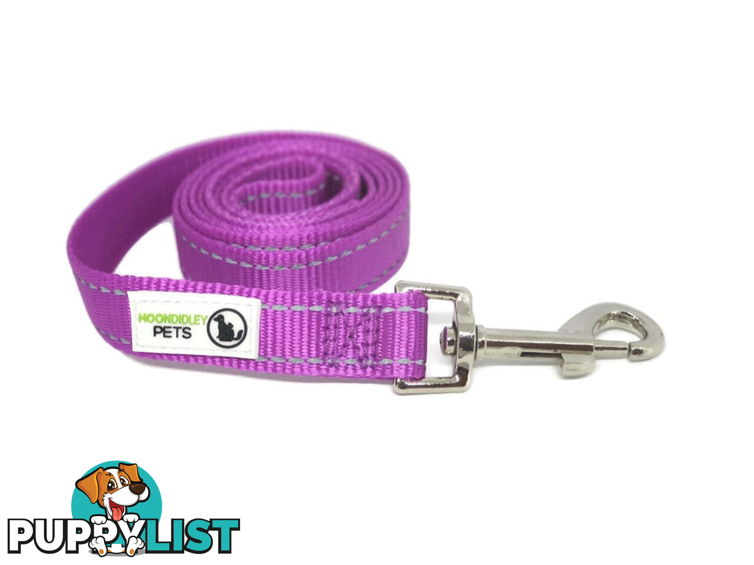 10m Long Nylon w/Reflective Stitching Dog Lead - Moondidley Pets - MDPLDREFBLK2010
