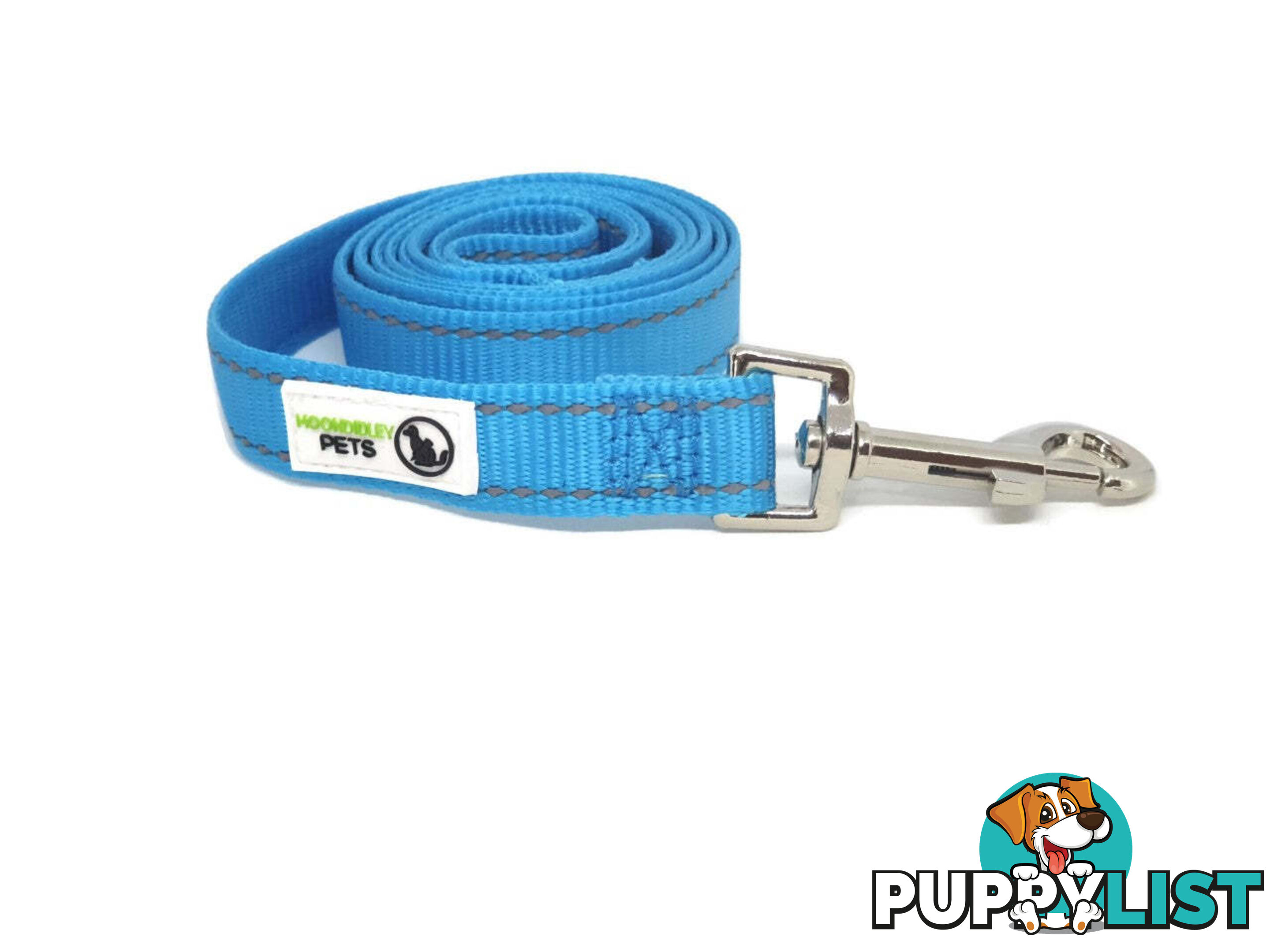 10m Long Nylon w/Reflective Stitching Dog Lead - Moondidley Pets - MDPLDREFBLK2010