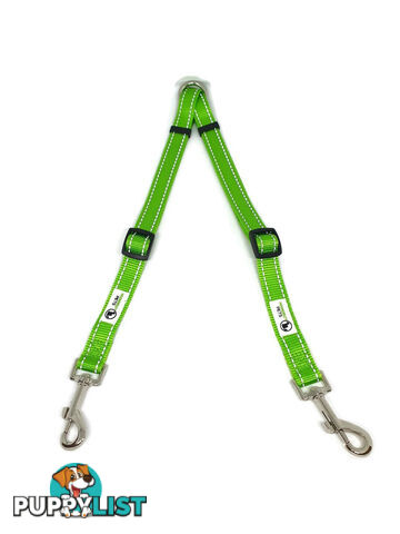 2 Dog Double Lead Coupler, Nylon w/Reflective Stitching - Moondidley Pets - MDPLDCOUSBLK