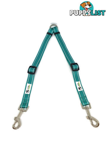 2 Dog Double Lead Coupler, Nylon w/Reflective Stitching - Moondidley Pets - MDPLDCOUSBLK