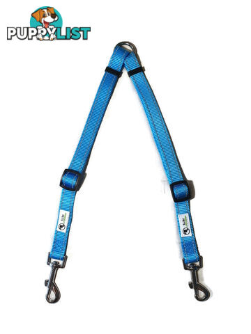 2 Dog Double Lead Coupler, Nylon w/Reflective Stitching - Moondidley Pets - MDPLDCOUSBLK