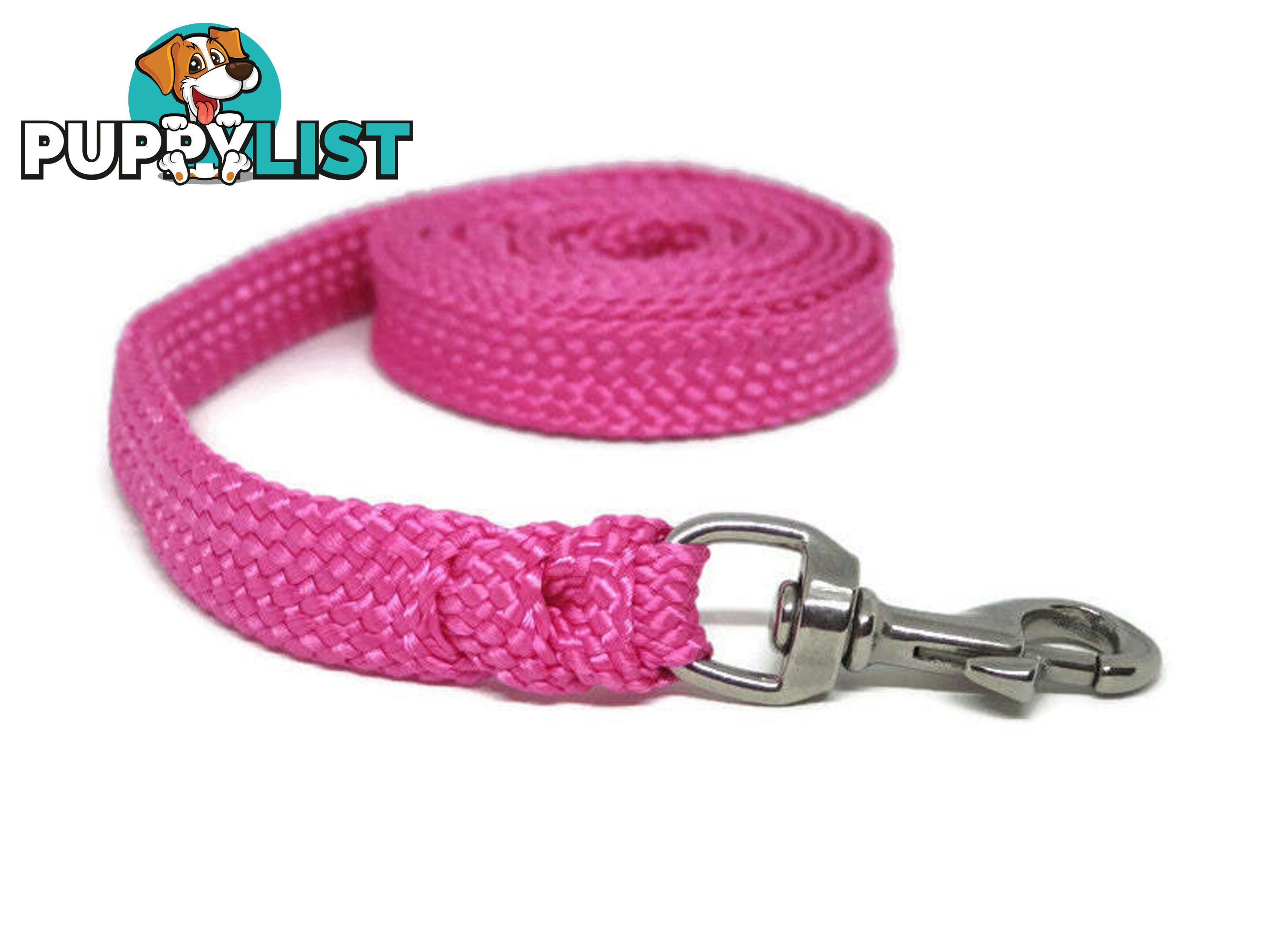 1.8m to 10m Long Dog Lead No Stitching Tough Yarnix 20mm Wide - YNXLD205SSPNK