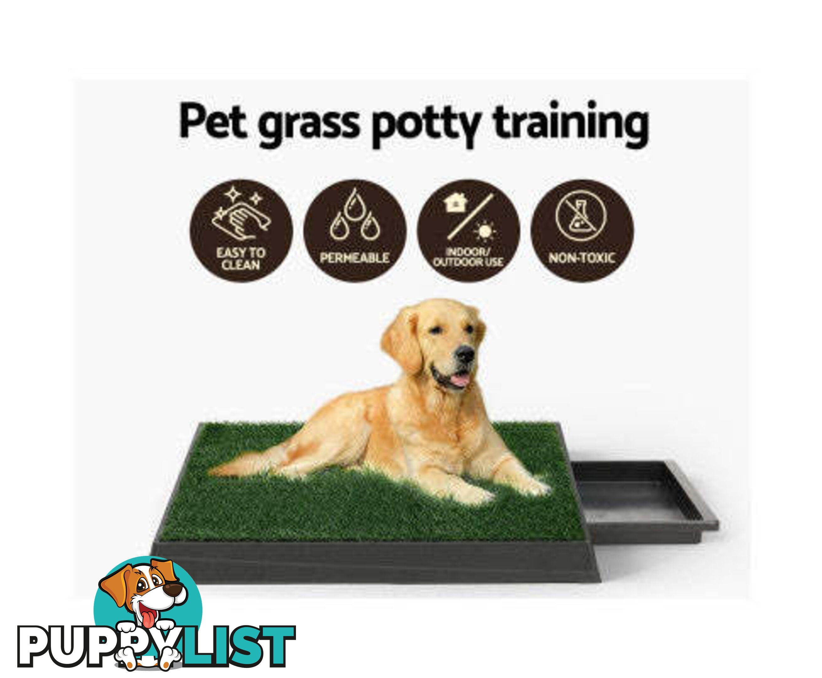 i.Pet Pet Training Pad With Tray Grass Mat - PET-PAD-GRASSX2
