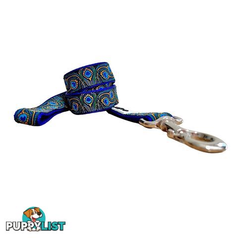 Peacock Feather Dog Lead / Leash - Hand Made by The Bark Side - TBSLDPEABLU251.8
