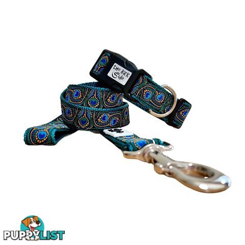 Peacock Feather Dog Lead / Leash - Hand Made by The Bark Side - TBSLDPEABLU251.8