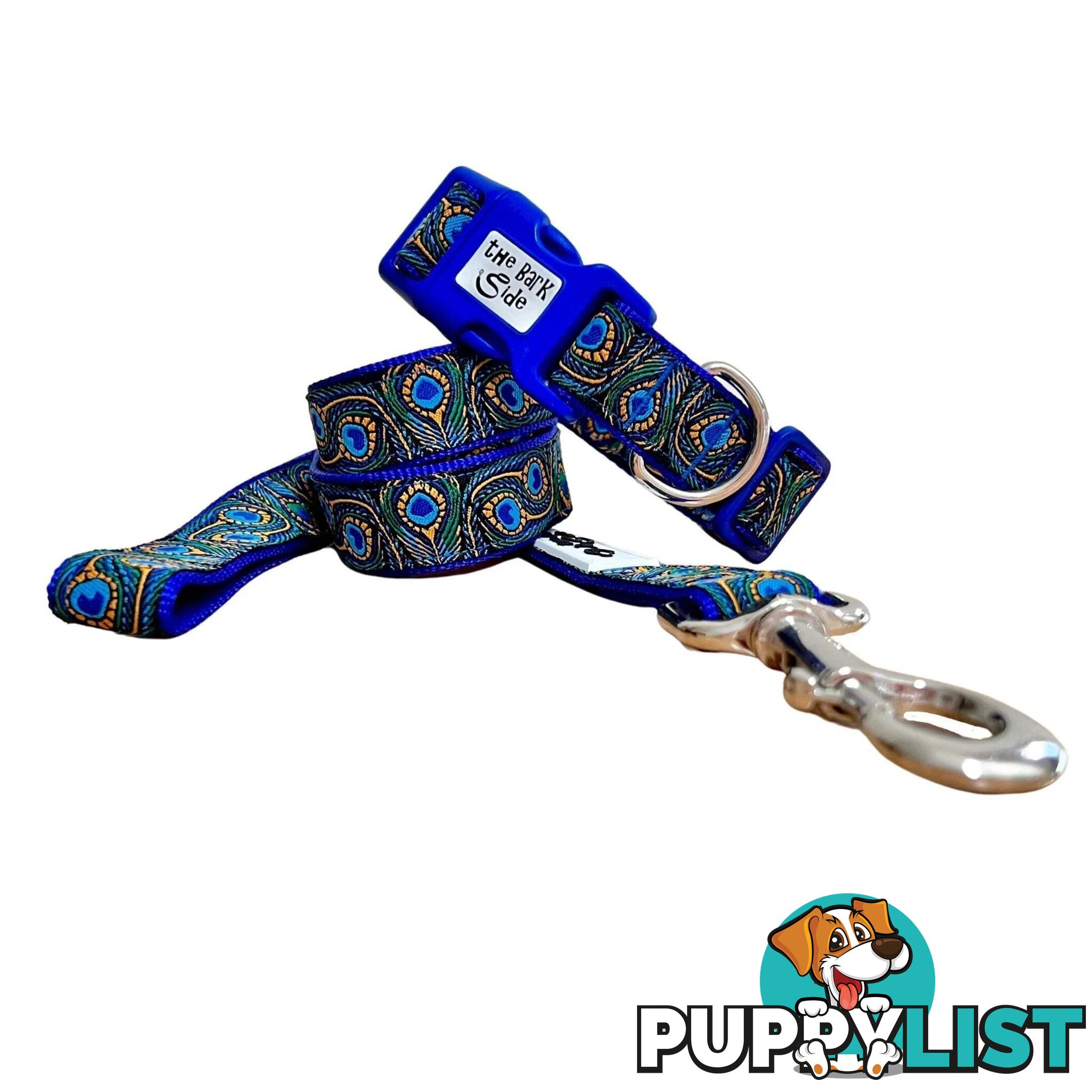 Peacock Feather Dog Lead / Leash - Hand Made by The Bark Side - TBSLDPEABLU251.8